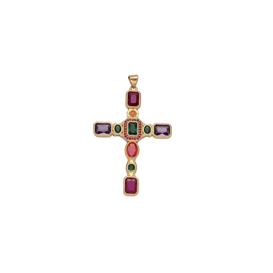 Colorful Stone Cross Charm