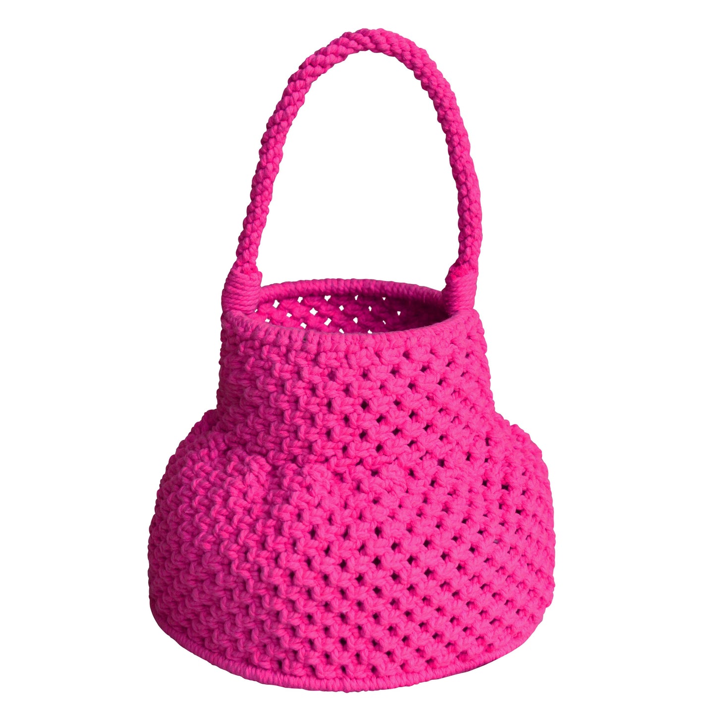 PETITE NAGA Macrame Vessel Basket Bag, in Hot Pink